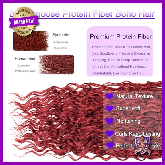 18 Inch Protein Fiber Crochet Braids Pre Looped Curly Ends Hair Extensions main image 6